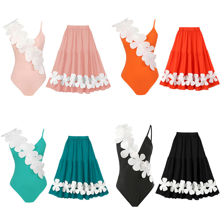 Damen Eleganter Einteiler Badeanzug mit floralem 3D-Design Echo Archiv