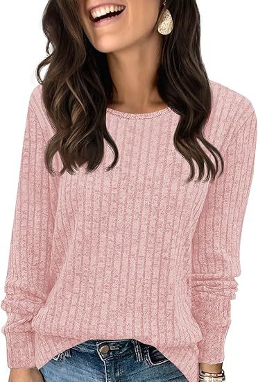 Damen Strukturierter Rippstrick-Pullover mit Rundhalsausschnitt, legerer Silhouette und weichen Bündchen Echo Archiv