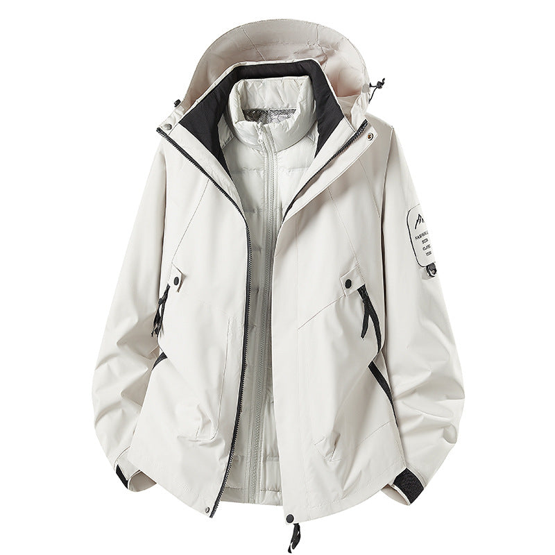 Herren Zwei-in-eins Wetterschutzjacke mit abnehmbarer Steppweste und verstellbarer Kapuze Echoarchiv