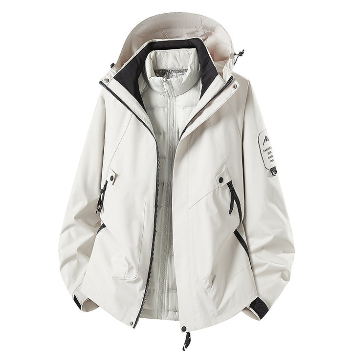 Herren Zwei-in-eins Wetterschutzjacke mit abnehmbarer Steppweste und verstellbarer Kapuze Echoarchiv