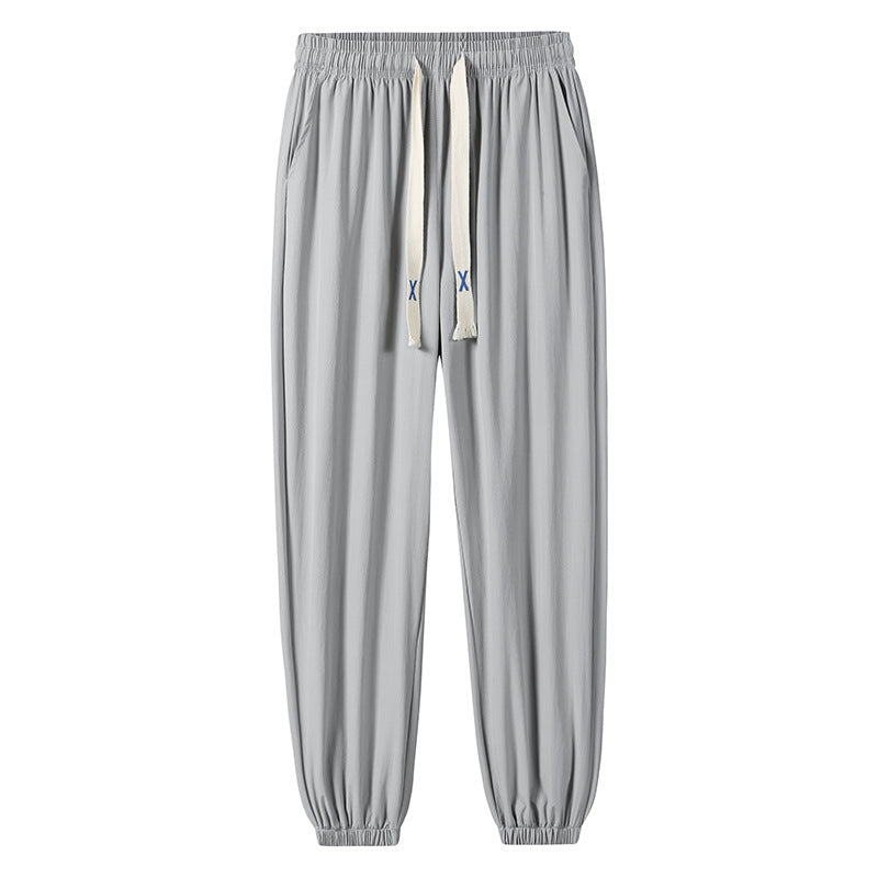 Herren Leichte Relax-Fit-Loungehose aus atmungsaktivem Jersey mit elastischem Tunnelbund, breitem Kordelzug & geripptem Beinabschluss Echoarchiv