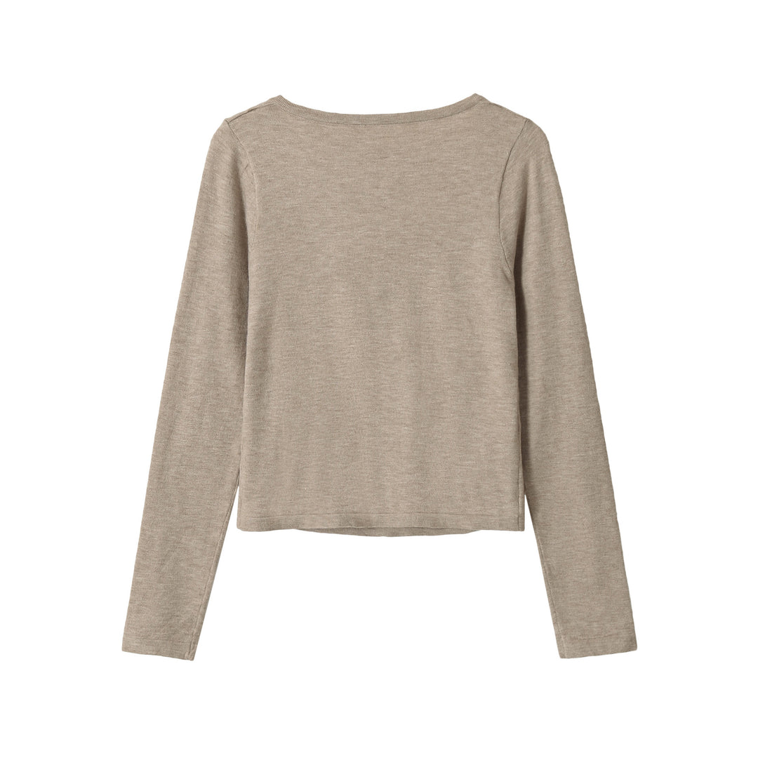 Damen Feiner Cropped-Cardigan mit Spitzen-Einsatz und Knopfleiste Echoarchiv