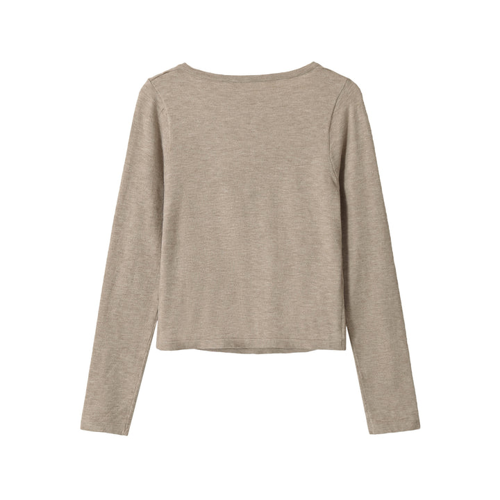 Damen Feiner Cropped-Cardigan mit Spitzen-Einsatz und Knopfleiste Echoarchiv