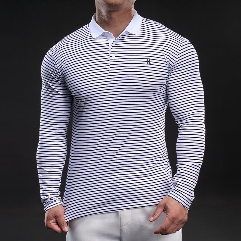 Herren Langarm Poloshirt mit feinen Streifen Echoarchiv