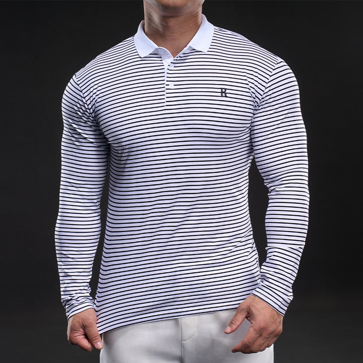 Herren Langarm Poloshirt mit feinen Streifen Echoarchiv
