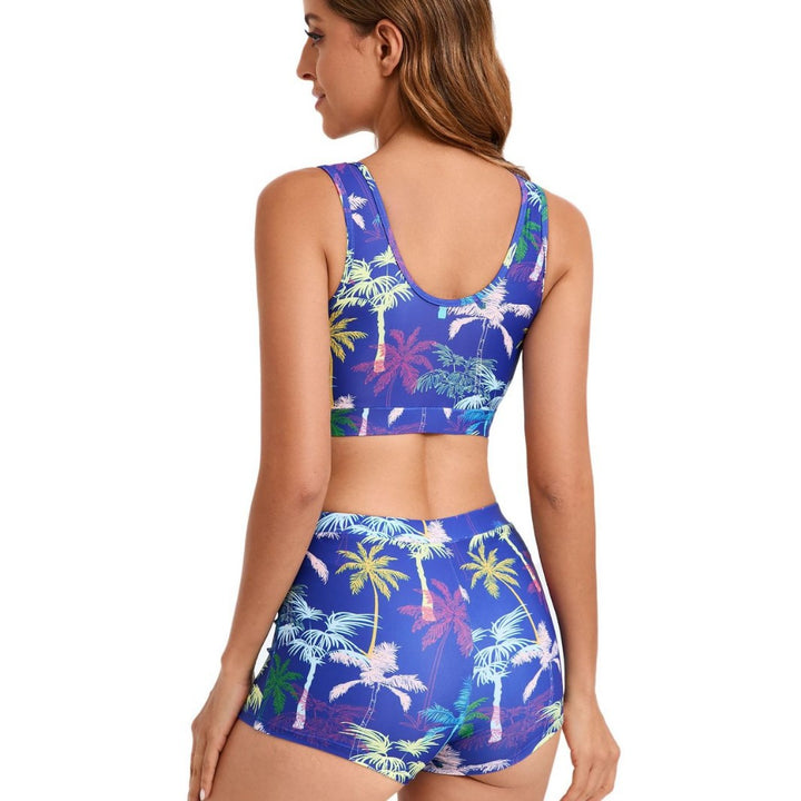 Damen Sportlicher Bikini-Set mit bequemer Shorts und elegantem Palmendruck Echo Archiv