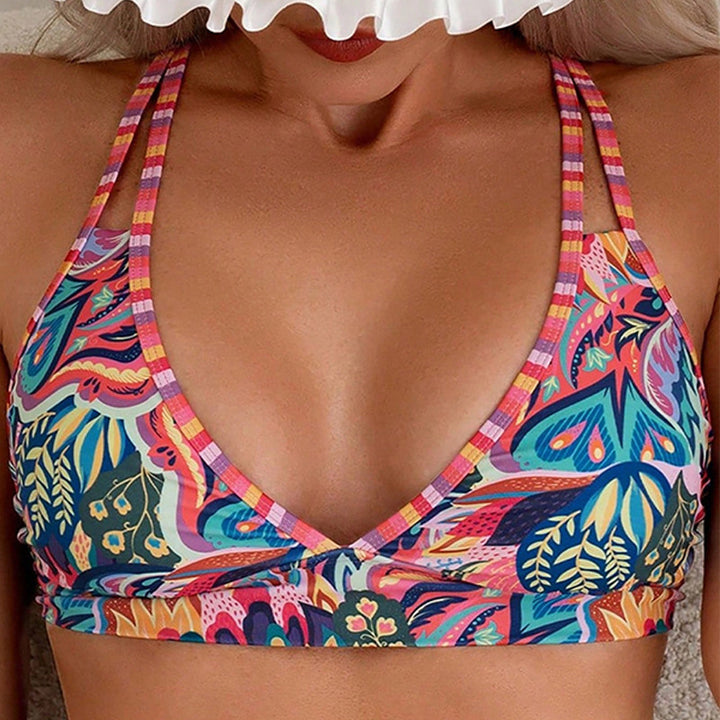 Damen Triangel-Bikinioberteil mit floralem Muster und sportlichen Trägern Echo Archiv