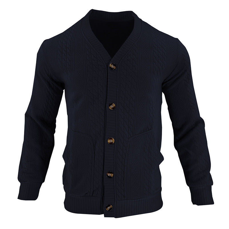 Herren Strickjacke mit hochwertigem Strukturmuster und modernen Knöpfen Echoarchiv