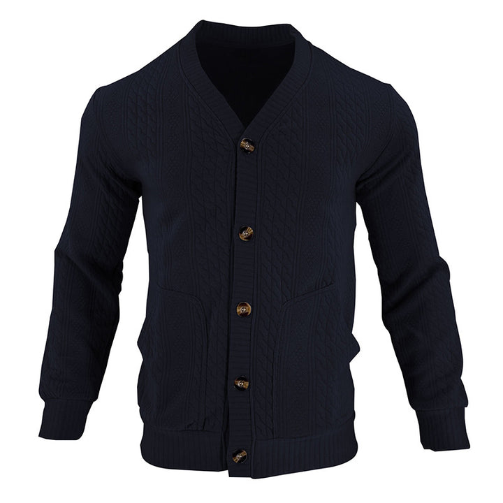 Herren Strickjacke mit hochwertigem Strukturmuster und modernen Knöpfen Echoarchiv