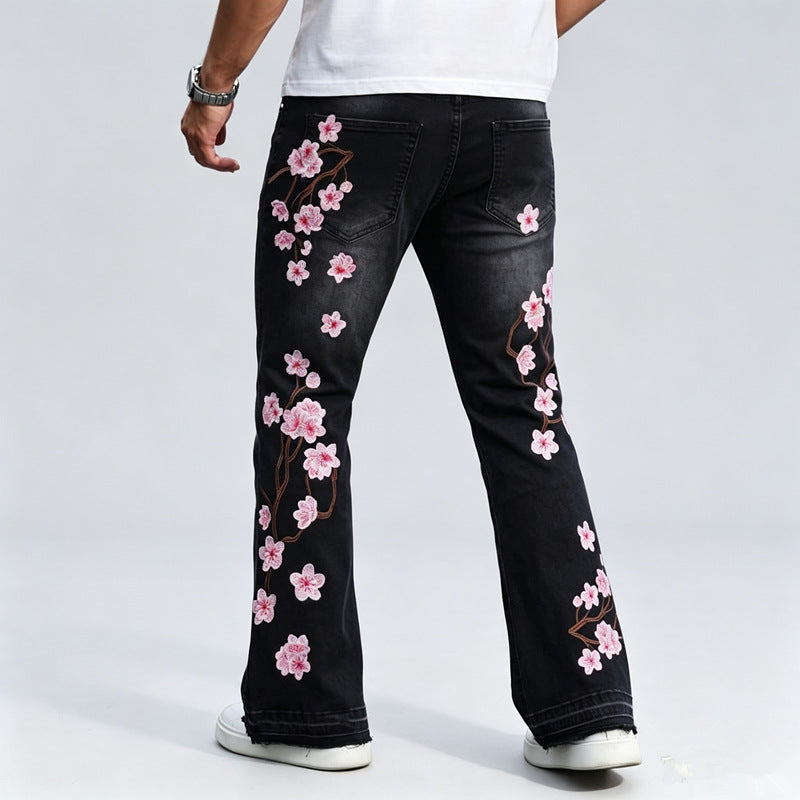 Herren Jeans mit floralen Stickereien – Vardeno