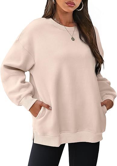Damen nan lässiger Oversize-Sweatpullover mit seitlichen Eingrifftaschen, geripptem Saum und überschnittener Schulter Echo Archiv