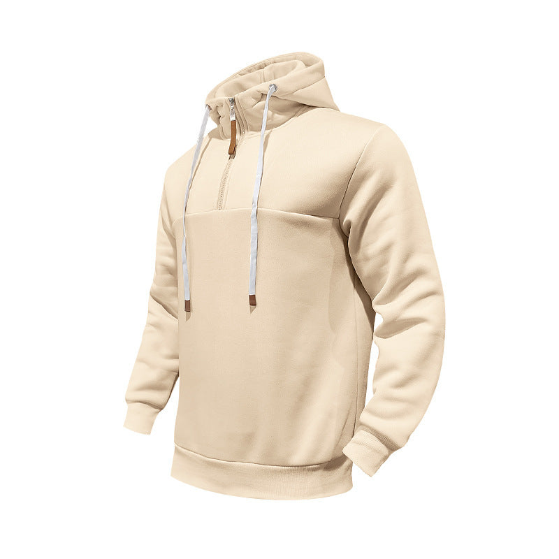 Herren Sportlicher Kapuzenpullover mit halbem Reißverschluss und Kordelzug Echoarchiv