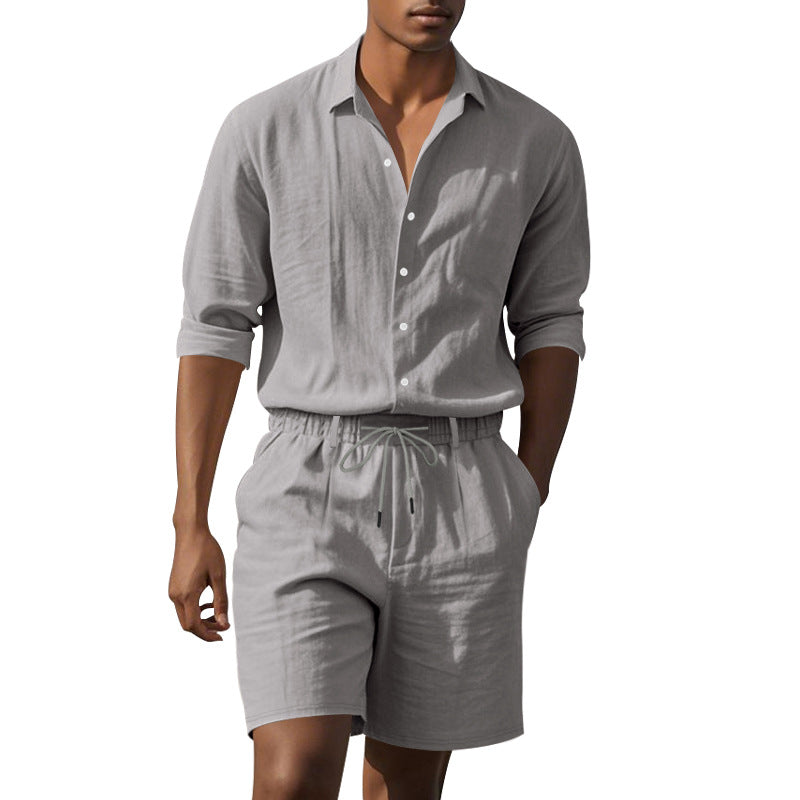 Herren lässiges Hemd und Shorts-Set aus atmungsaktiver Baumwolle Echoarchiv