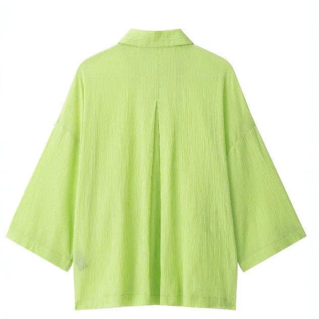 Damen Oversize-Hemdbluse aus feinem Rippstrick mit kastiger Silhouette und dreiviertelärmeln Echo Archiv