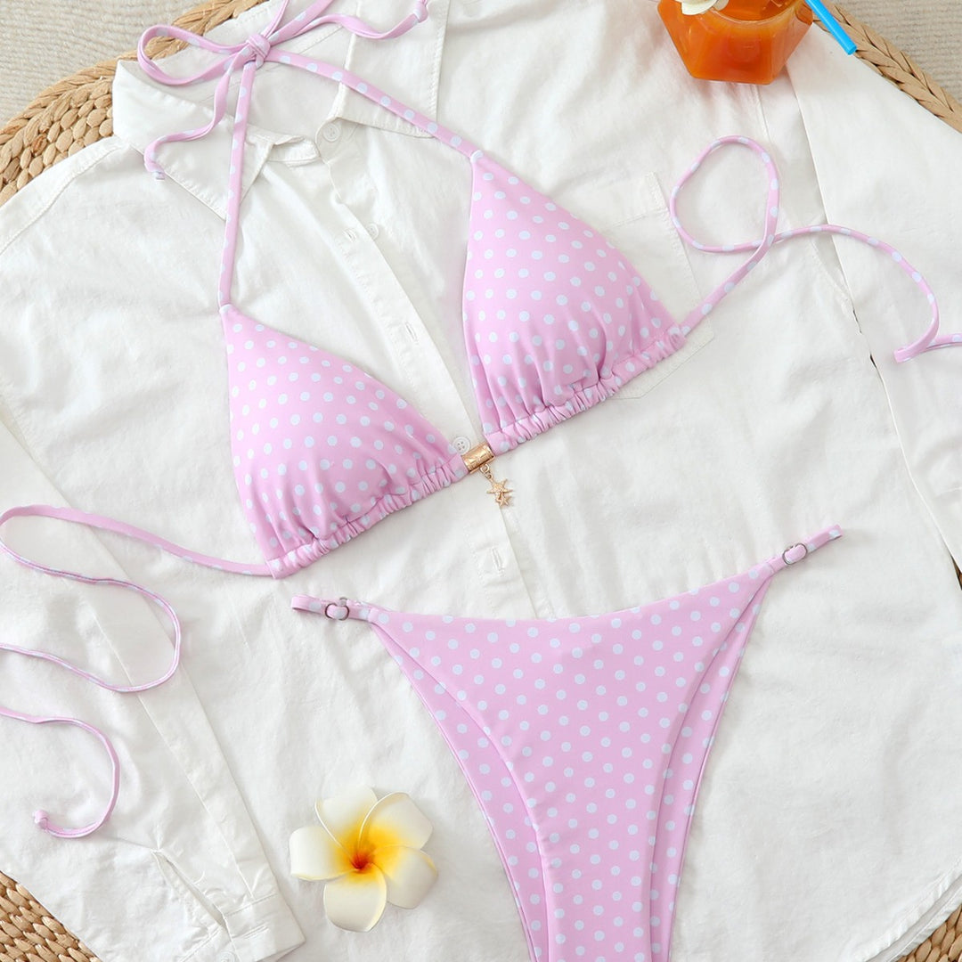 Damen Bunt gepunkteter Triangel-Bikini Echo Archiv