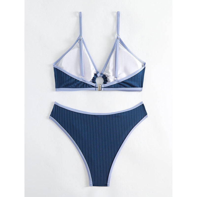 Damen Bikini-Set mit modischem Rippengemuster und verstellbaren Trägern Echo Archiv