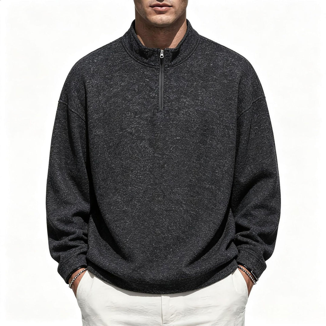 Herren Halbzip-Sweatshirt mit Stehkragen und melierter Struktur Echo Archiv