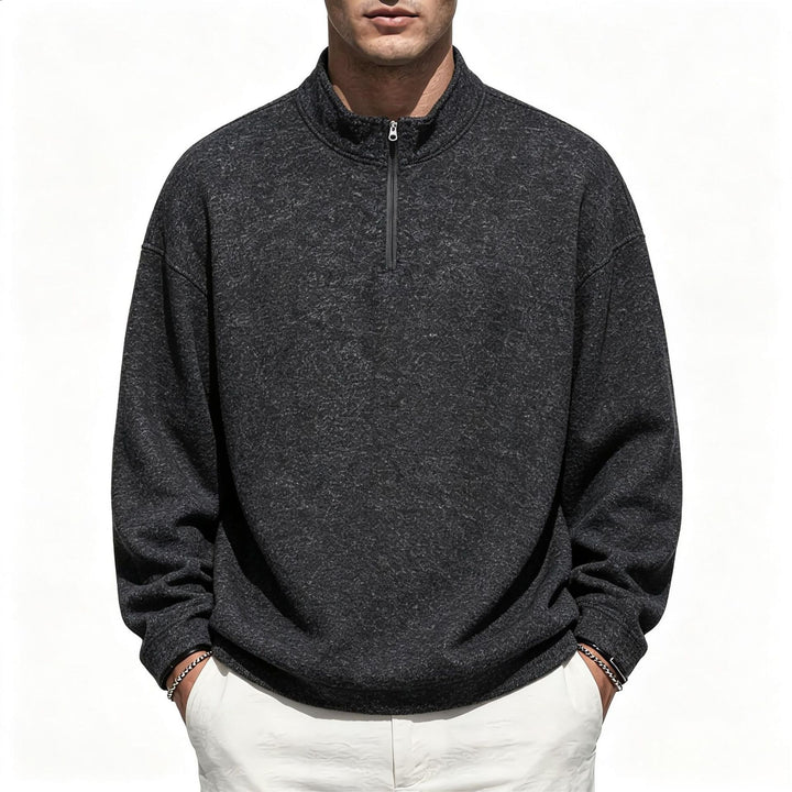 Herren Halbzip-Sweatshirt mit Stehkragen und melierter Struktur Echo Archiv