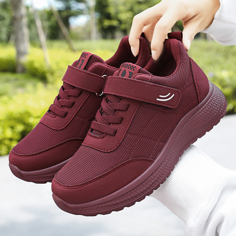 Damen nan leichter Alltag-Walking-Sneaker mit Klettverschluss und elastischer Schnürung, stoßdämpfender EVA-Zwischensohle und gepolstertem Fersenkragen Echo Archiv