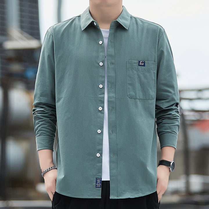 Herren Baumwoll-Overshirt im Casual-Look mit Brusttasche & Hemdkragen Echoarchiv