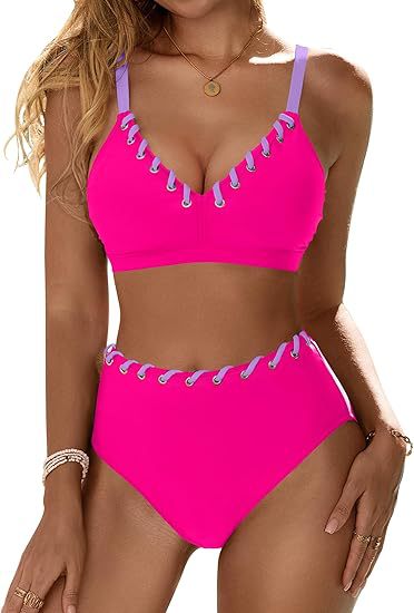 Damen Hochgeschnittener Bikini mit Schnürdetails Echo Archiv