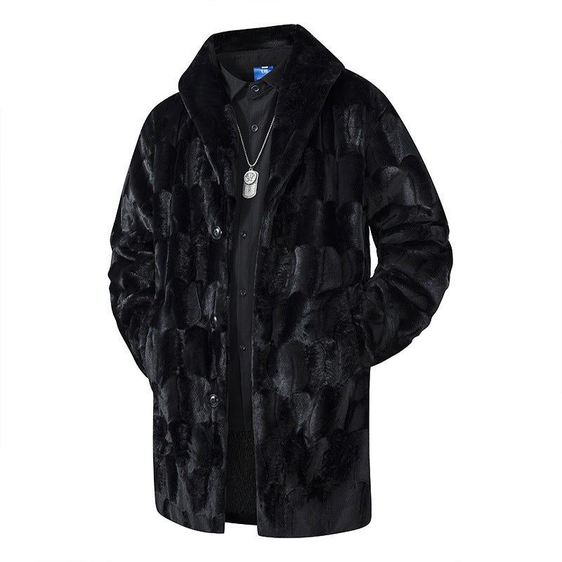 Herren Langer Kunstfell-Mantel mit Oversize-Schnitt und Schalkragen Echo Archiv