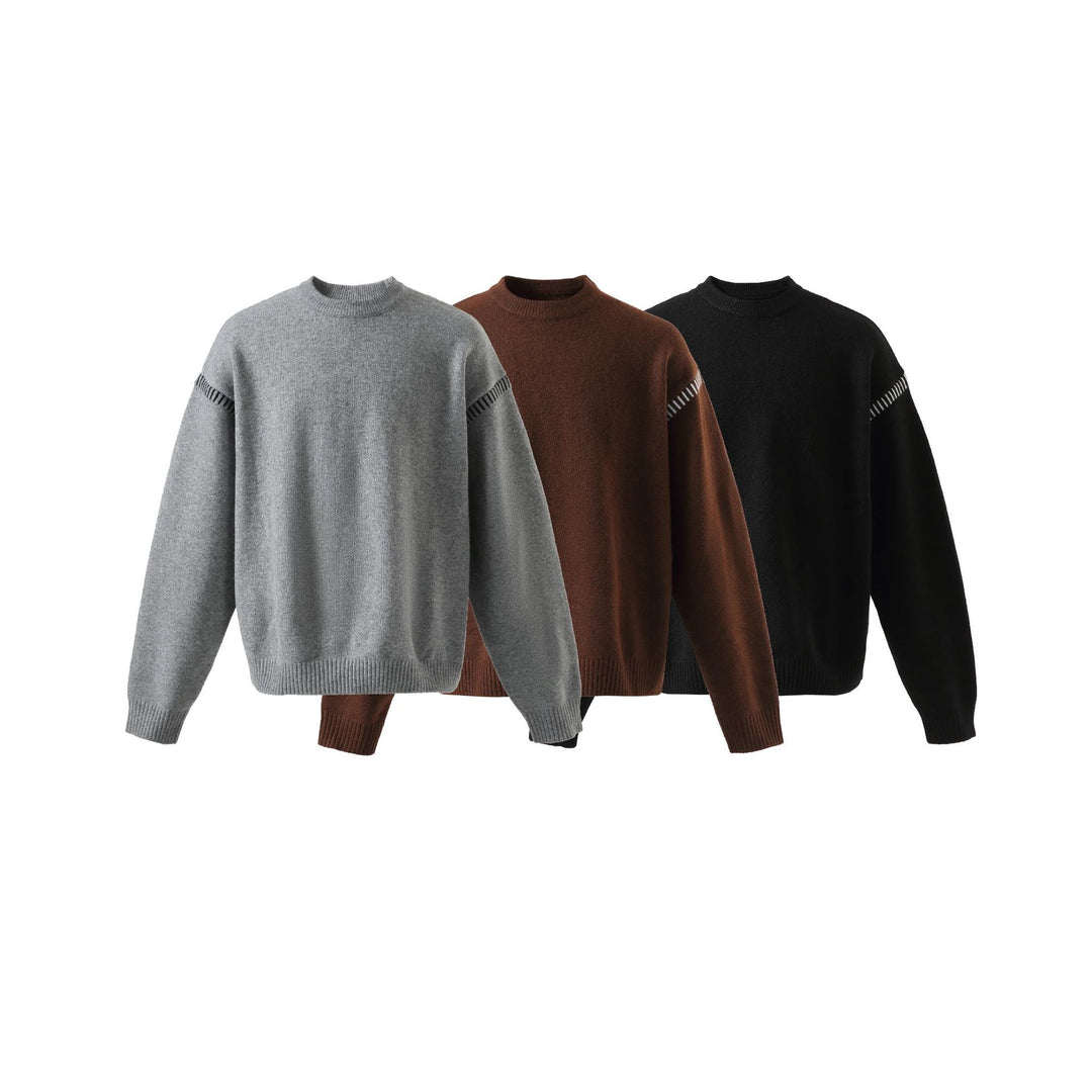 Damen Weicher Oversize Wollmix-Pullover mit Rundhalsausschnitt und dekorativer Schulternaht Echoarchiv