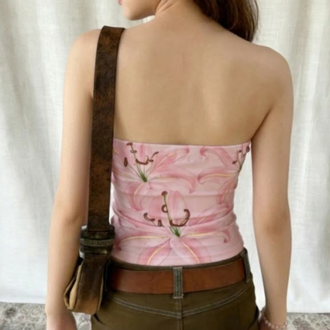 Damen Bandeau-Top mit floralen Motiven und elastischem Saum Echo Archiv