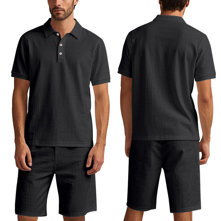 Herren Polohemd und Shorts Set aus atmungsaktivem Baumwollmix mit modernem Schnitt Echoarchiv