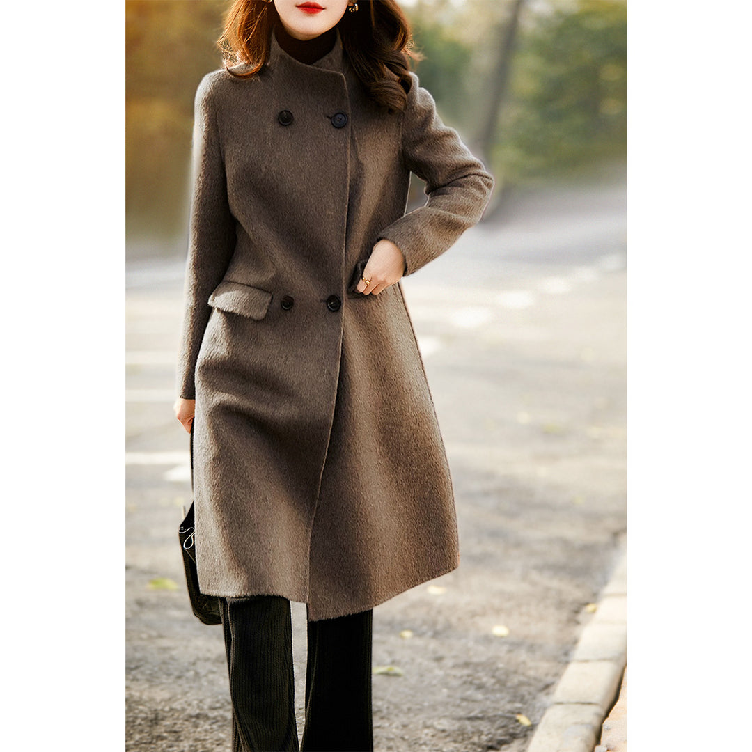 Damen Eleganter Wollmantel mit Stehkragen Echoarchiv