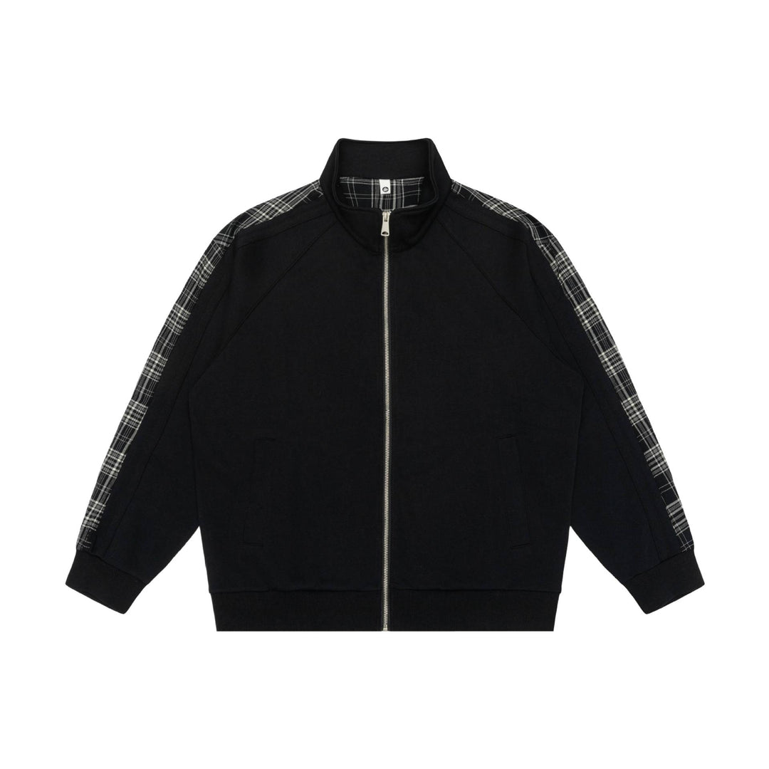 Damen Sweatjacke mit Stehkragen und kariertem Schulterstreifen Echoarchiv