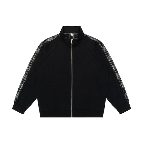 Damen Sweatjacke mit Stehkragen und kariertem Schulterstreifen Echoarchiv