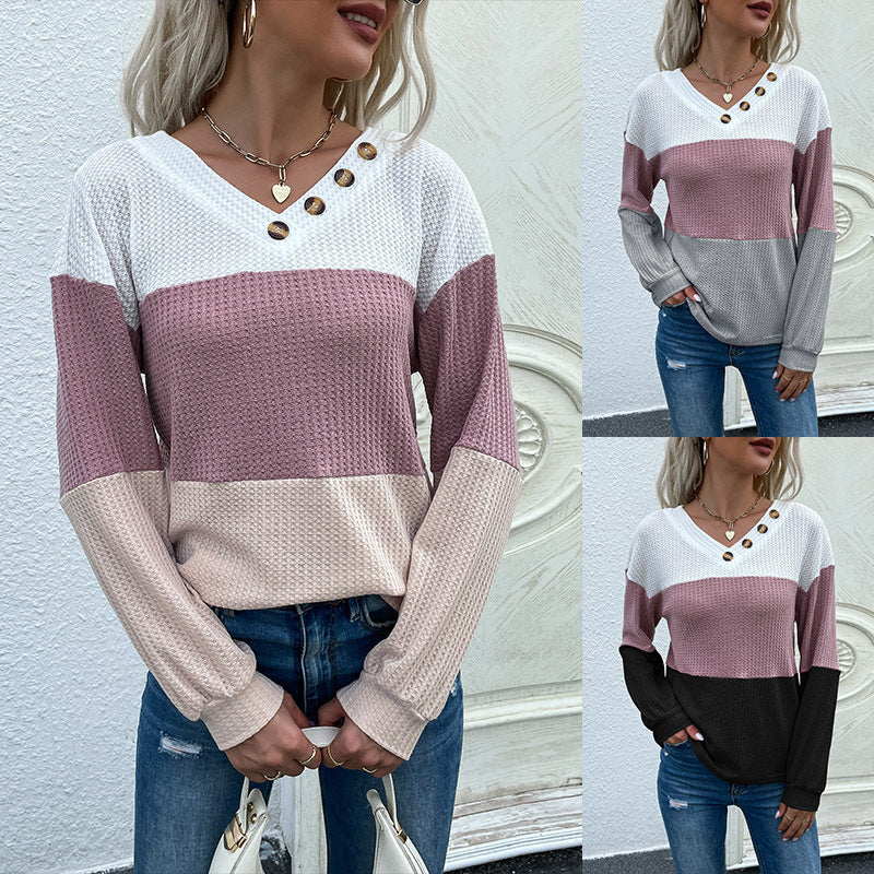 Damen Elegantes Langarm Oberteil mit Knopfdetails Echo Archiv