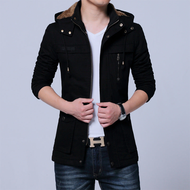 Herren Canvas‑Utility‑Parka mit Kapuze und Teddyfutter – Taviero