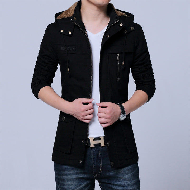 Herren Canvas‑Utility‑Parka mit Kapuze und Teddyfutter – Taviero
