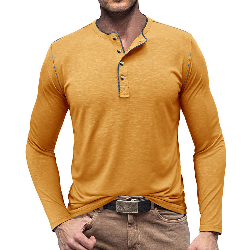 Herren Langarm-Henley-Shirt mit modischen Details und bequemer Passform Echoarchiv