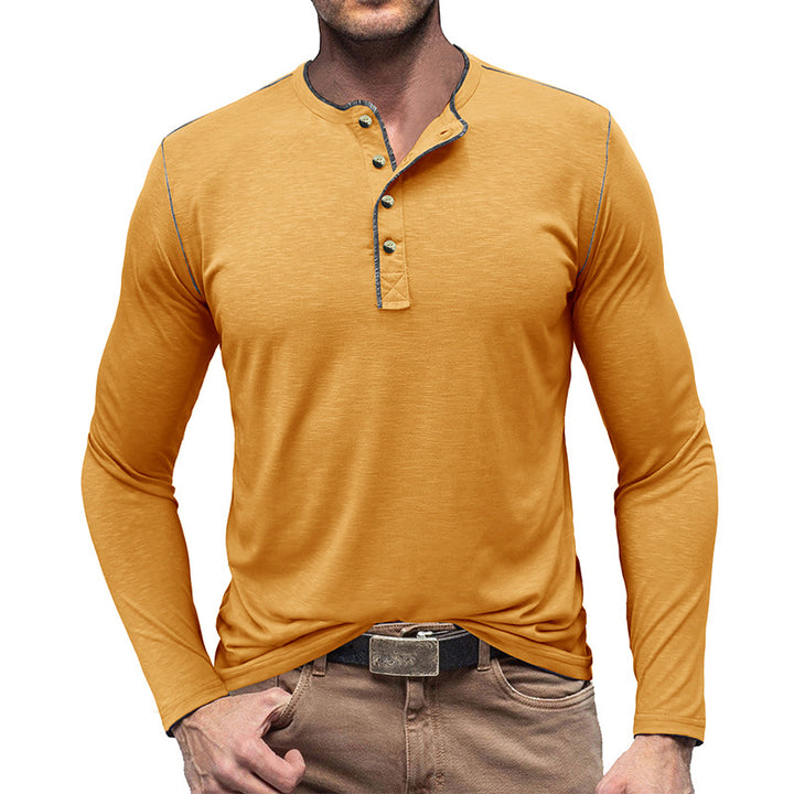 Herren Langarm-Henley-Shirt mit modischen Details und bequemer Passform Echoarchiv