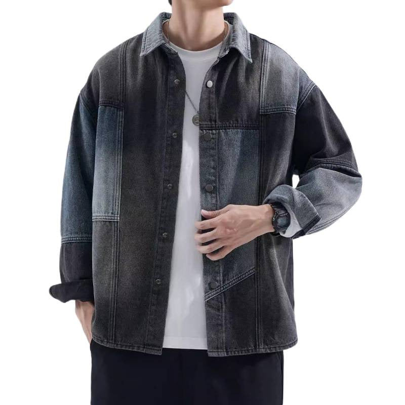Herren lässige Denim-Hemdjacke mit modernen Farbeffekten Echoarchiv