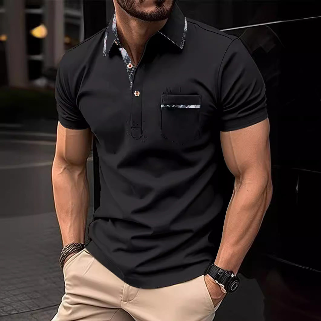 Herren Poloshirt mit modischem Kragen und Brusttasche Echoarchiv