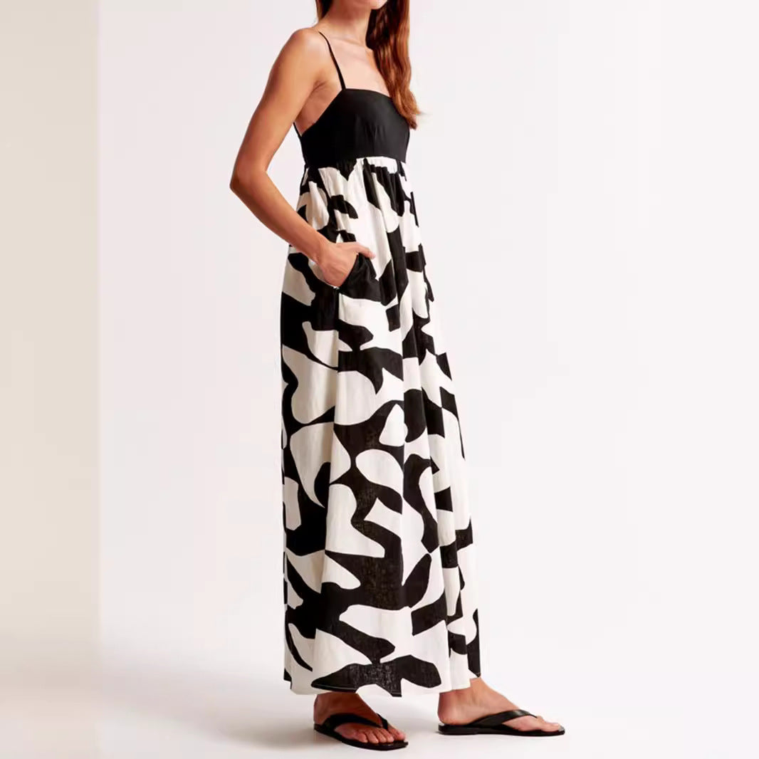 Damen Maxikleid mit schmalen Trägern und fließendem Schnitt Echo Archiv