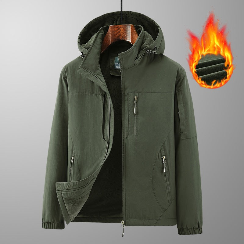 Herren Leichte Wind- und Thermo-Softshelljacke mit Kapuze, fleecegefüttert & Multifunktionstaschen Echoarchiv