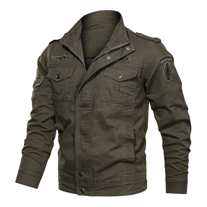 Herren Fieldjacke im Military-Canvas-Stil mit Epauletten und Multifachtaschen Echoarchiv
