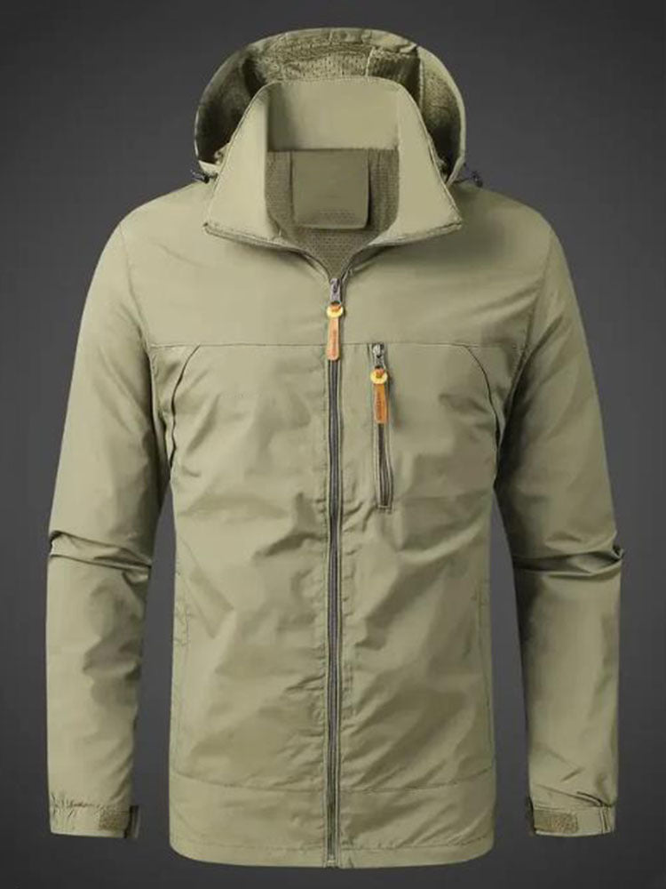 Herren Wetterfeste Funktionsjacke mit verstellbarer Kapuze Echoarchiv