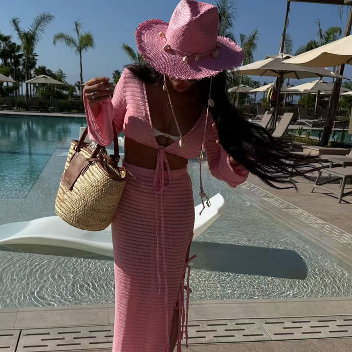 Damen bezauberndes strandtaugliches Outfit mit Cropped Top und Maxiröcke Echo Archiv