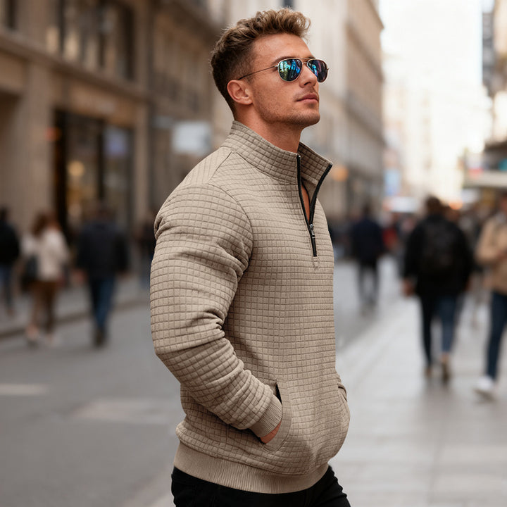Herren Sportlicher Stehkragenpullover mit Reißverschluss Echoarchiv