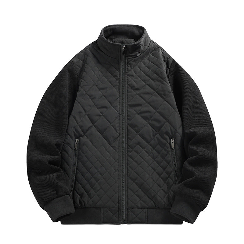 Herren gesteppte Hybridjacke mit Stehkragen und Strickärmeln Echoarchiv