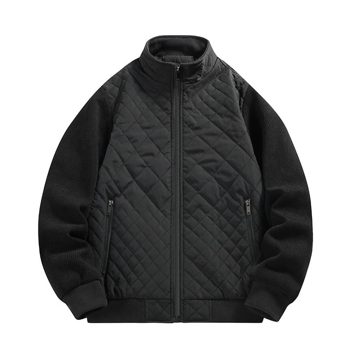 Herren gesteppte Hybridjacke mit Stehkragen und Strickärmeln Echoarchiv