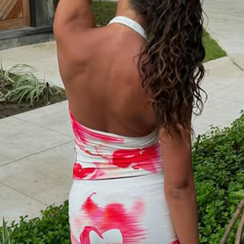 Damen Haltertop mit floralem Design und tiefem Ausschnitt Echo Archiv