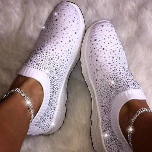 Damen nan sockenähnliche Strick-Sneaker mit Kristallapplikationen und flexibler Leichtsohle Echo Archiv