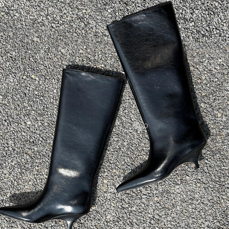 Damen spitz zulaufende Stiefelette mit sculpted Kitten-Absatz und mid-calf Schaft Echo Archiv
